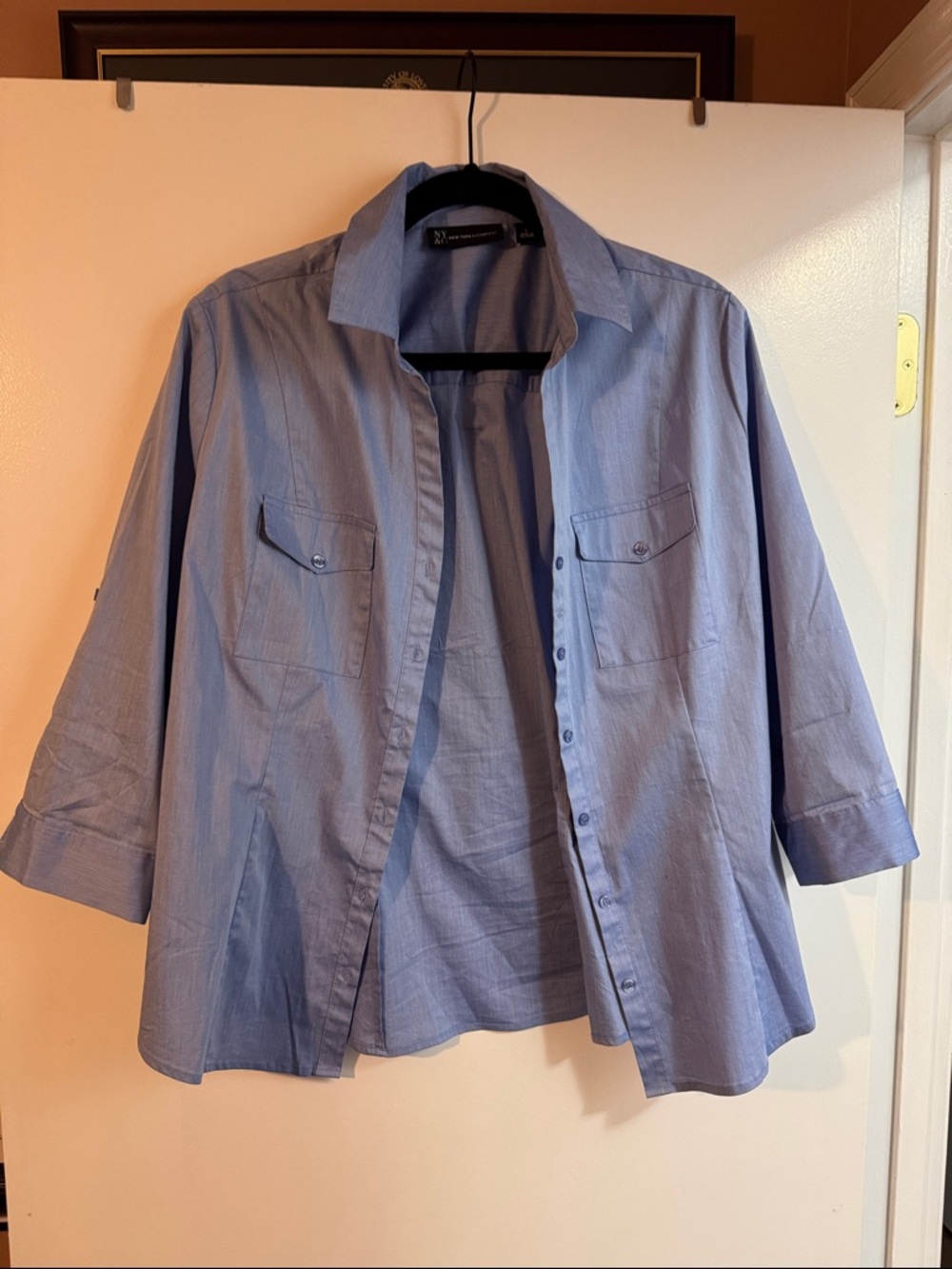 New York & Company Light Blue Button-Down Shirt